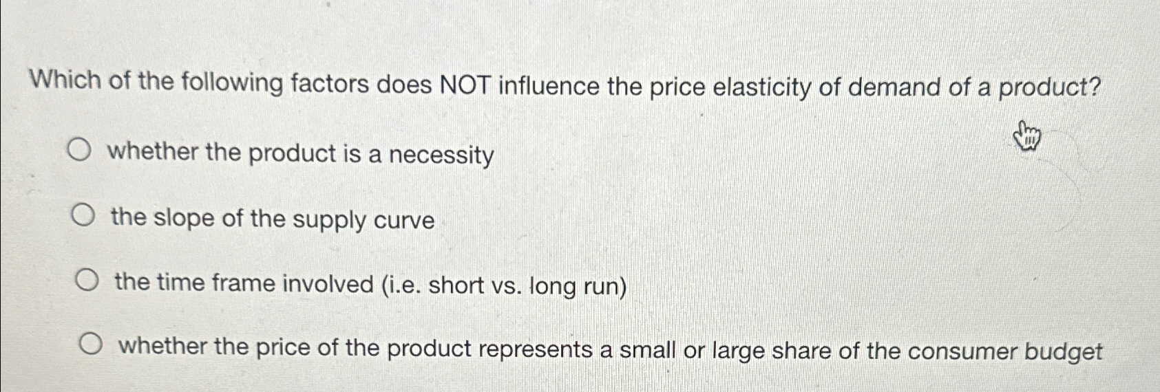 Solved Which of the following factors does NOT influence the | Chegg.com