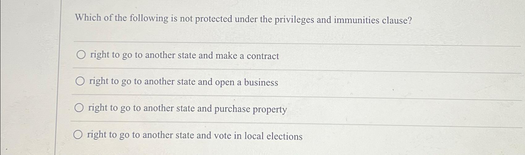 Solved Which of the following is not protected under the | Chegg.com