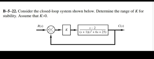 Solved B 5 22 Consider The Closed Loop System Shown Below