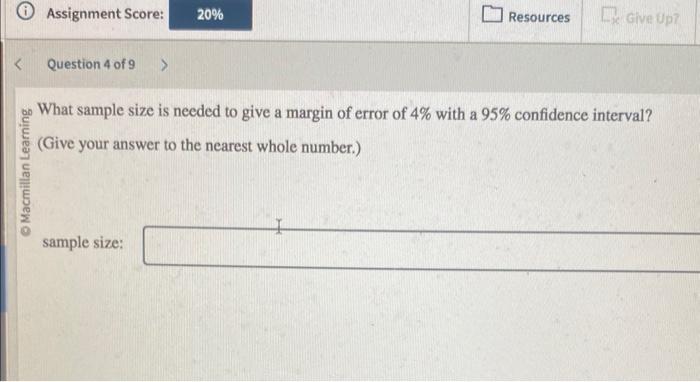 Solved What sample size is needed to give a margin of error | Chegg.com