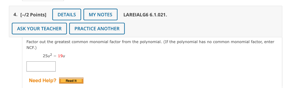 common monomial factor examples with answers brainly