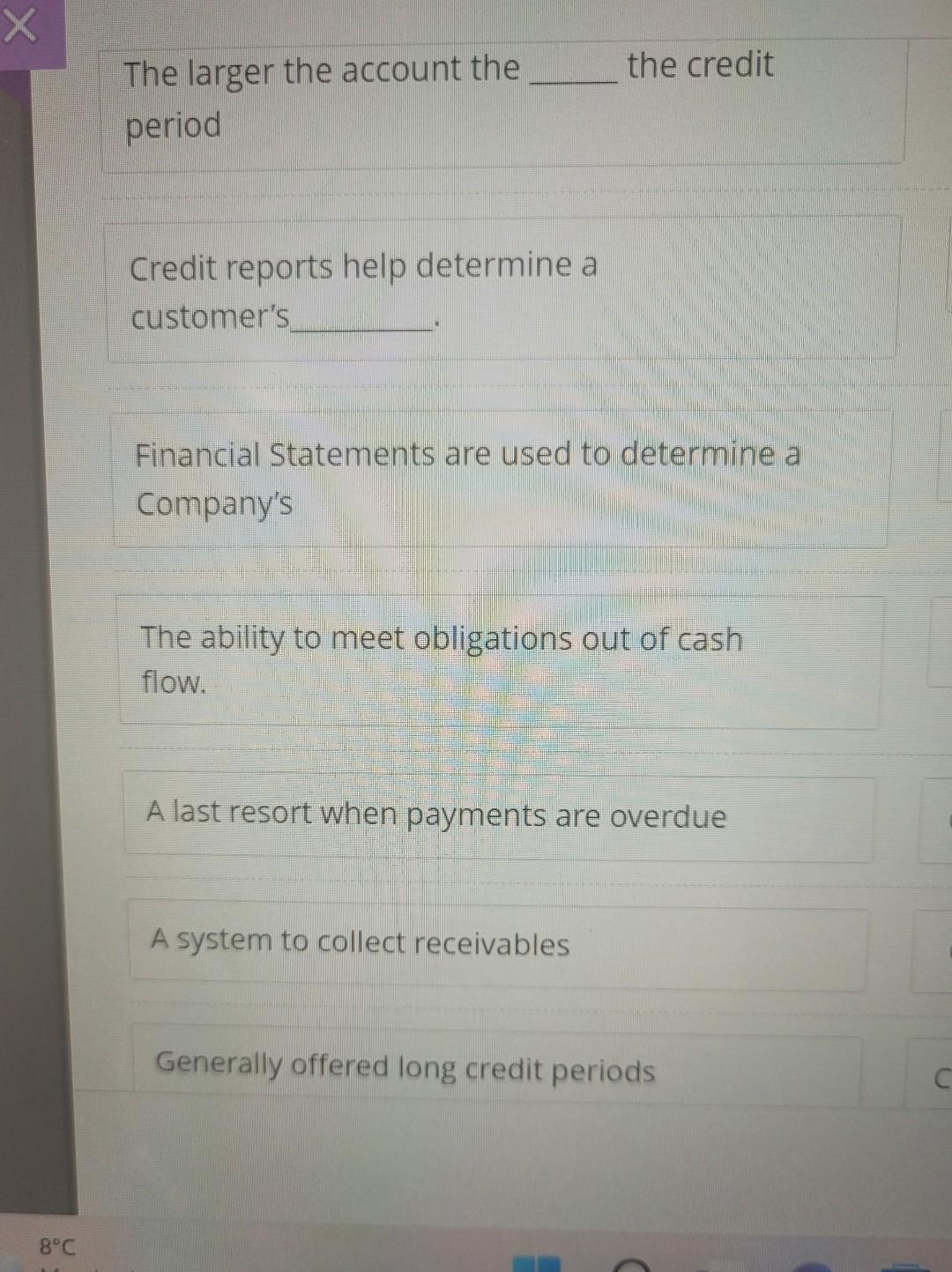 Solved Х the credit The larger the account the period Credit | Chegg.com