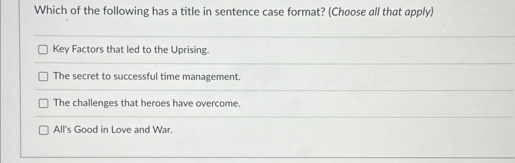 Solved Which of the following has a title in sentence case | Chegg.com