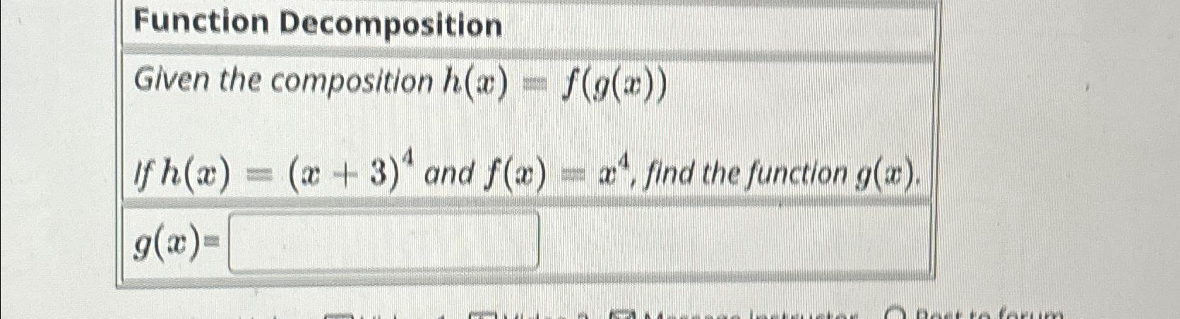 Solved Function DecompositionGiven the composition | Chegg.com