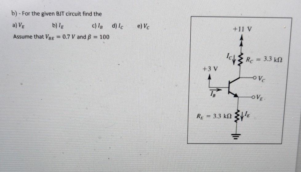 Solved B For The Given Bjt Circuit Find The A Ve B T Chegg Com