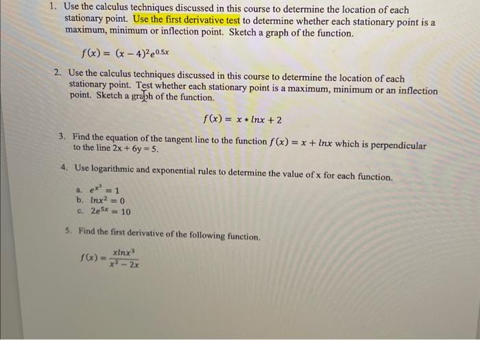 Solved 1. Use the calculus techniques discussed in this | Chegg.com