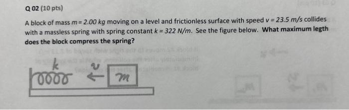 Solved A Block Of Mass M=2.00 Kg Moving On A Level And | Chegg.com