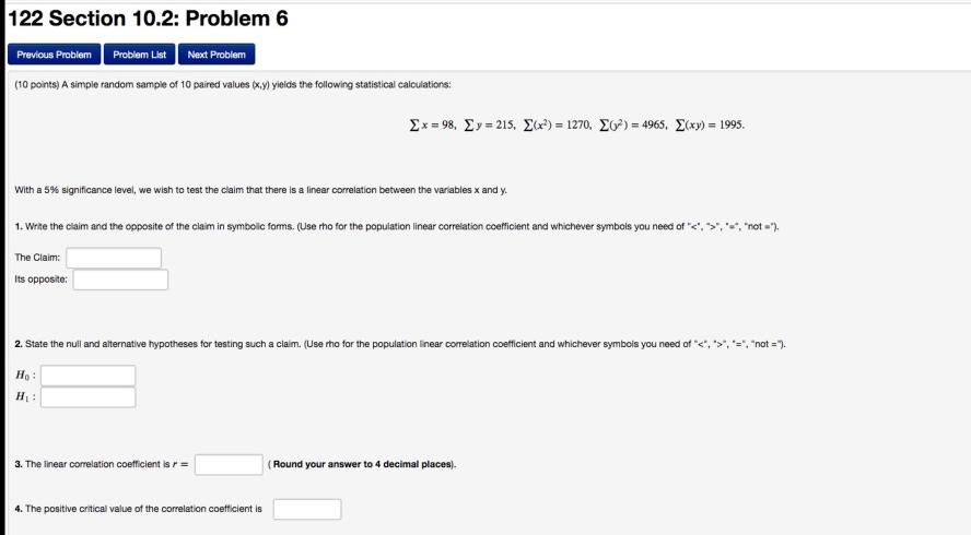 Solved 122 Section 10.2: Problem 6 Previous Problem Problem | Chegg.com
