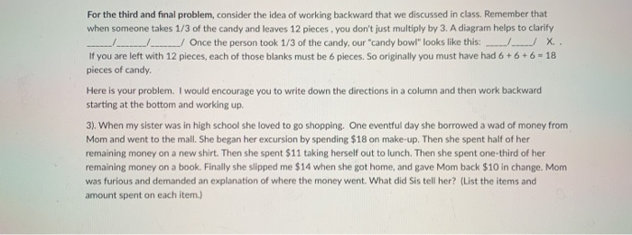 Solved For the third and final problem, consider the idea of | Chegg.com