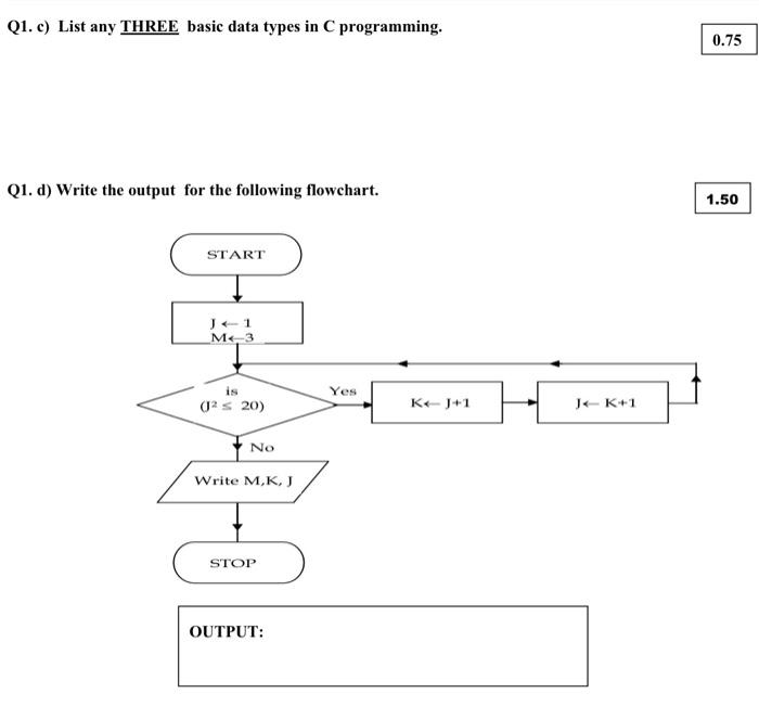 Solved Q1. c) List any THREE basic data types in C | Chegg.com