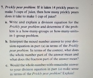 Solved Prickly pear problem: If it takes 14 prickly pears | Chegg.com