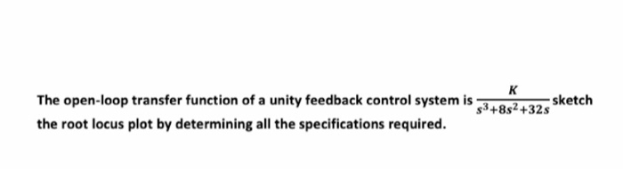Solved к The open-loop transfer function of a unity feedback | Chegg.com