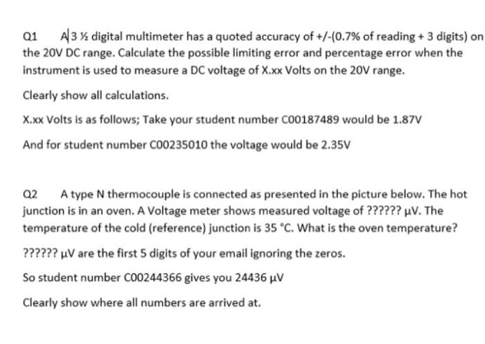 Q1 A3 % digital multimeter has a quoted accuracy of | Chegg.com