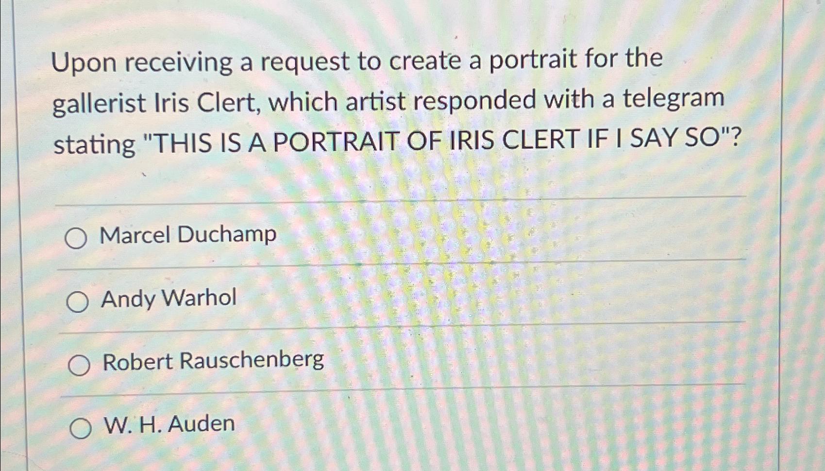 Solved Upon receiving a request to create a portrait for the | Chegg.com