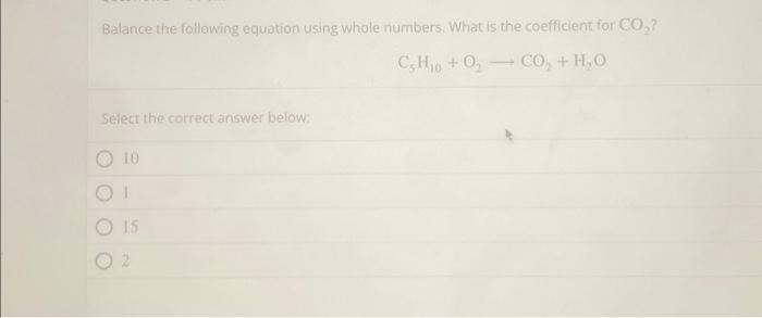Solved Balance the following equation using whole numbers. | Chegg.com