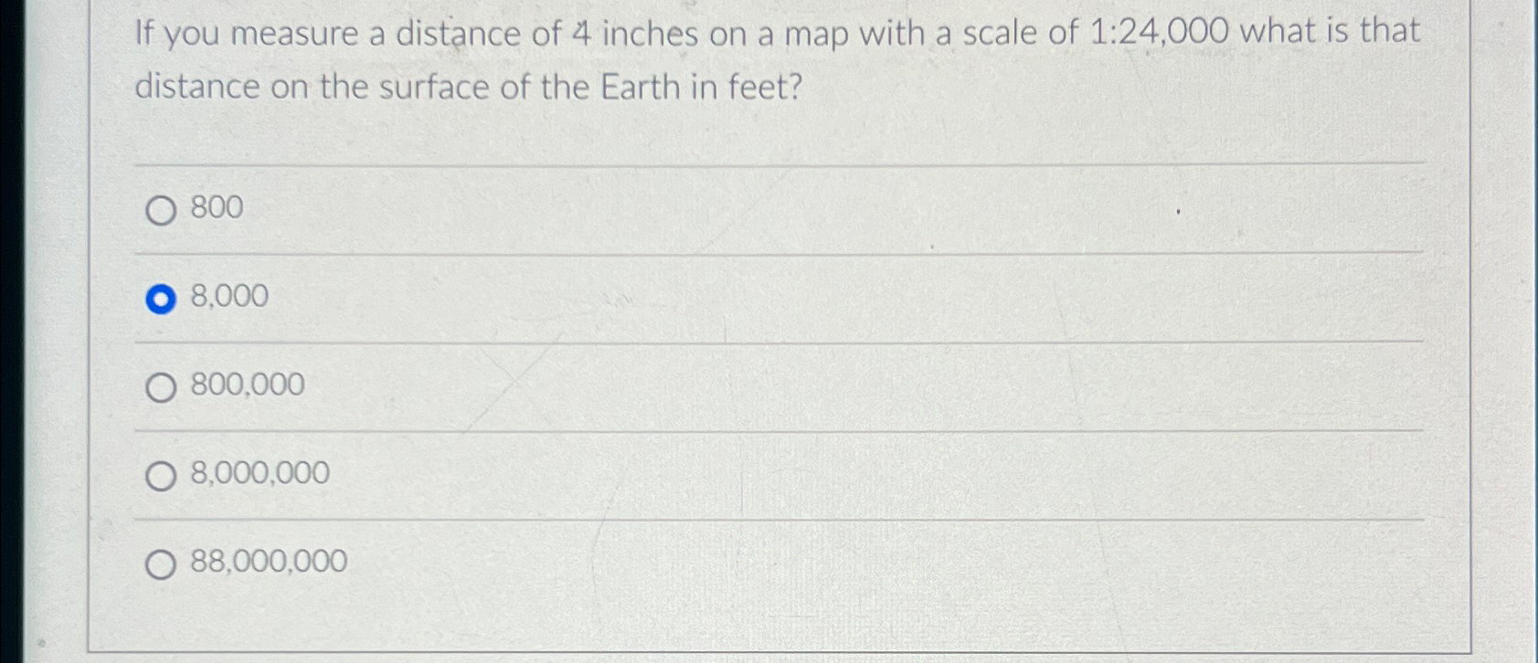 Solved If you measure a distance of 4 ﻿inches on a map with | Chegg.com