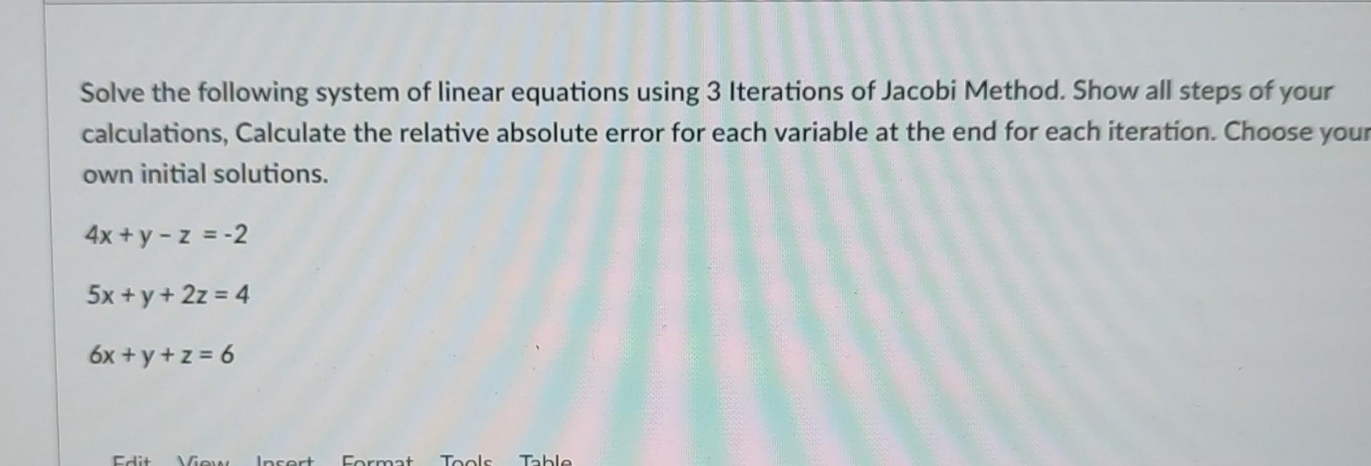 Solved Solve The Following System Of Linear Equations Using | Chegg.com