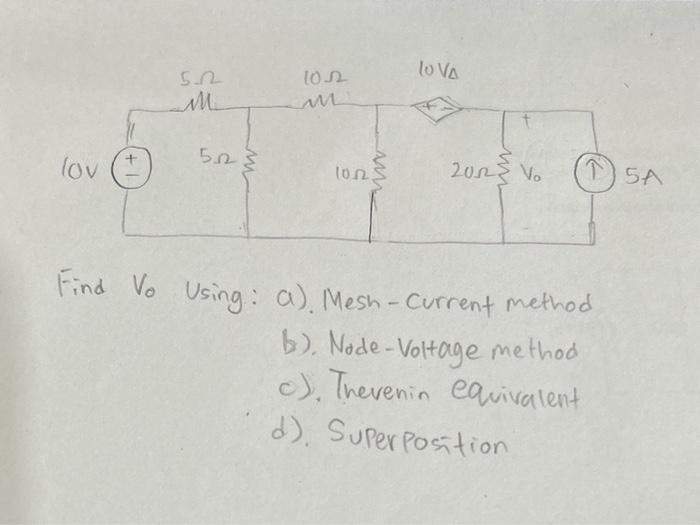 Solved Find Vo using :a) Mesh-current Methodb) Node-voltage | Chegg.com