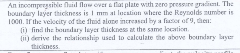 Solved An incompressible fluid flow over a flat plate with | Chegg.com