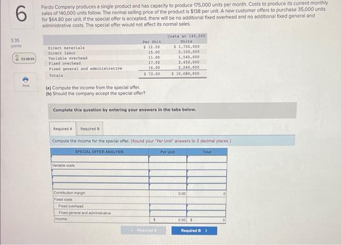 Solved 6 Pardo Company produces a single product and has | Chegg.com