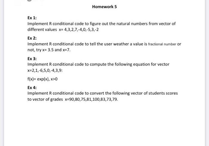 Solved Homework 5 Ex 1: Implement conditional code to figure | Chegg.com