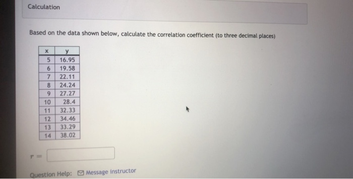Solved Calculation Based on the data shown below, calculate | Chegg.com