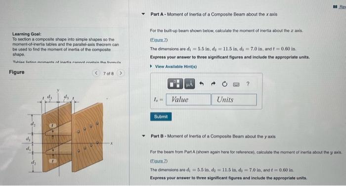 Solved Part A - Moment Of Inertia Of A Composite Beam About | Chegg.com