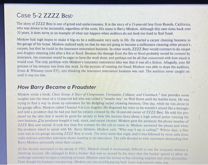 Solved Case 52 ZZZZ Best। The story of ZZZZ Best is one of