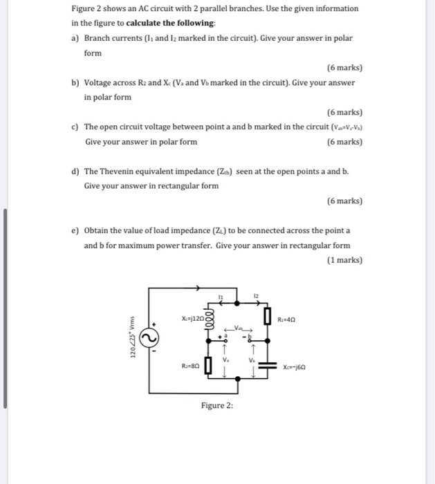 Solved Figure 2 shows an AC circuit with 2 parallel | Chegg.com