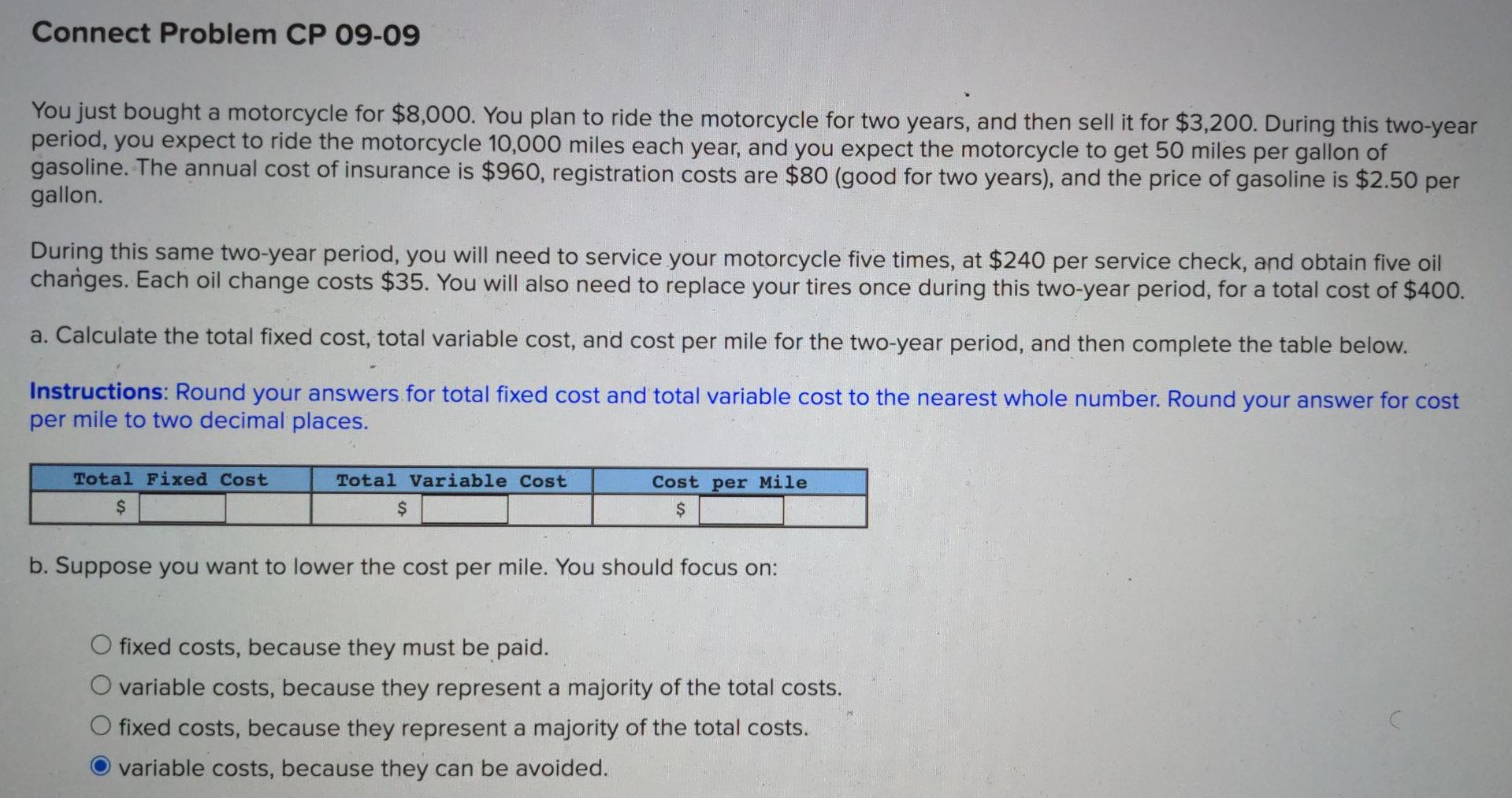 Solved Connect Problem CP 0909 You just bought a motorcycle
