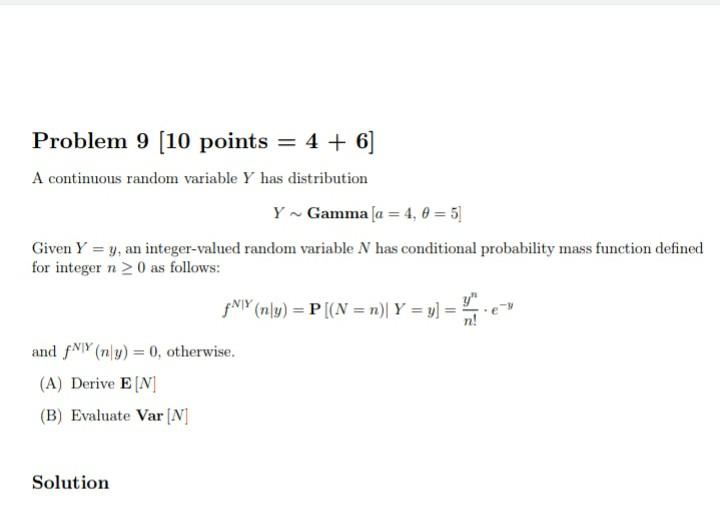 Solved Problem 9 (10 points = 4 + 6] A continuous random | Chegg.com