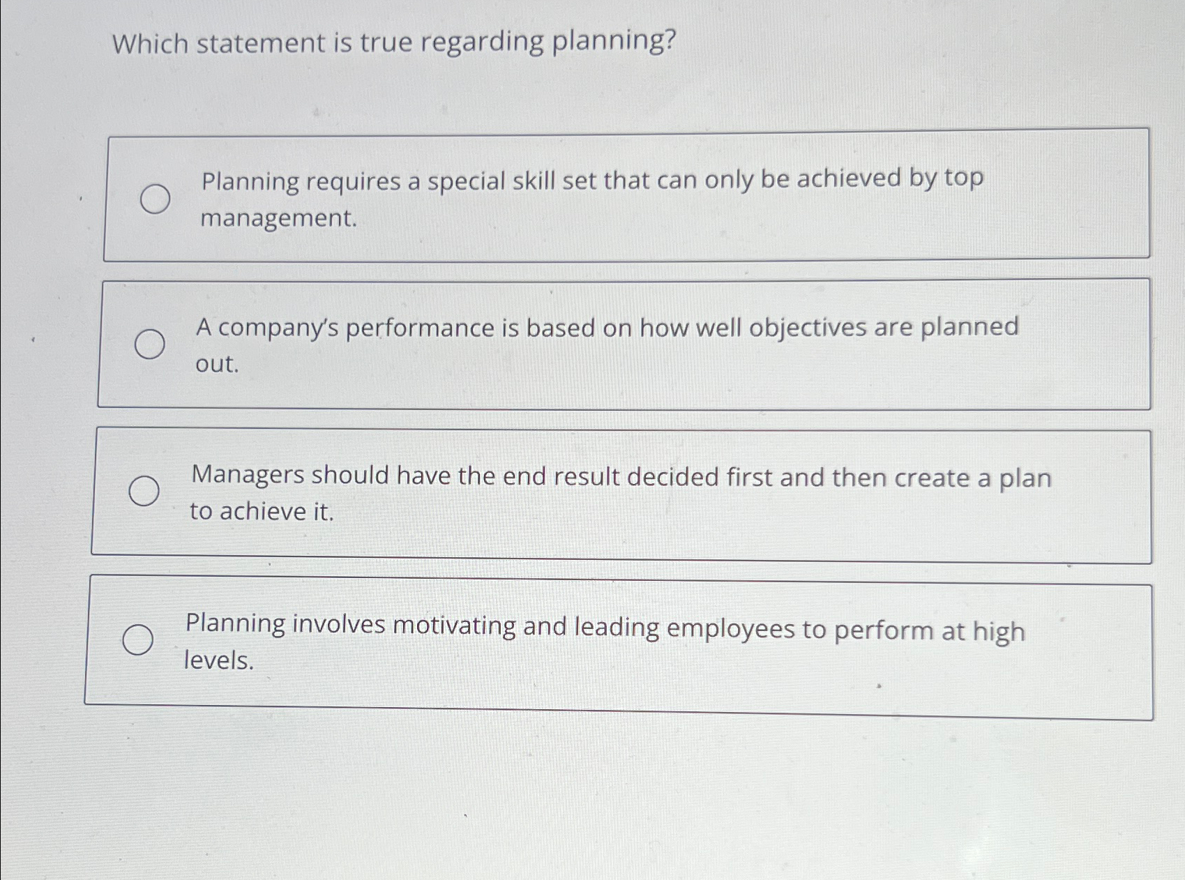 Solved Which statement is true regarding planning?Planning | Chegg.com