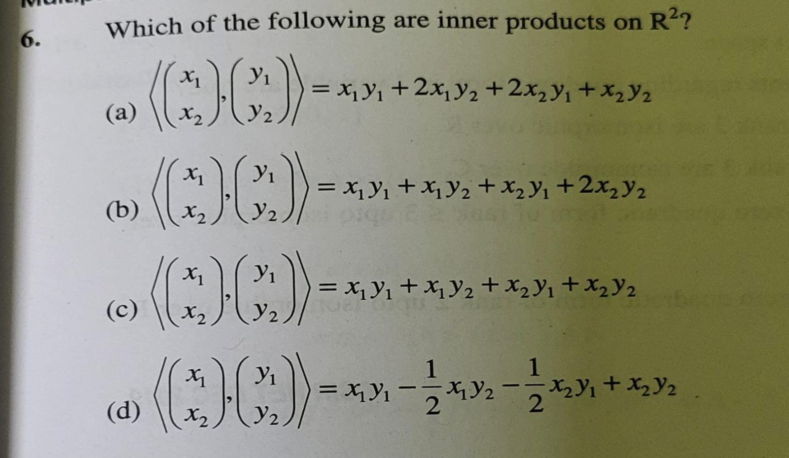 Solved Which of the following are inner products on | Chegg.com