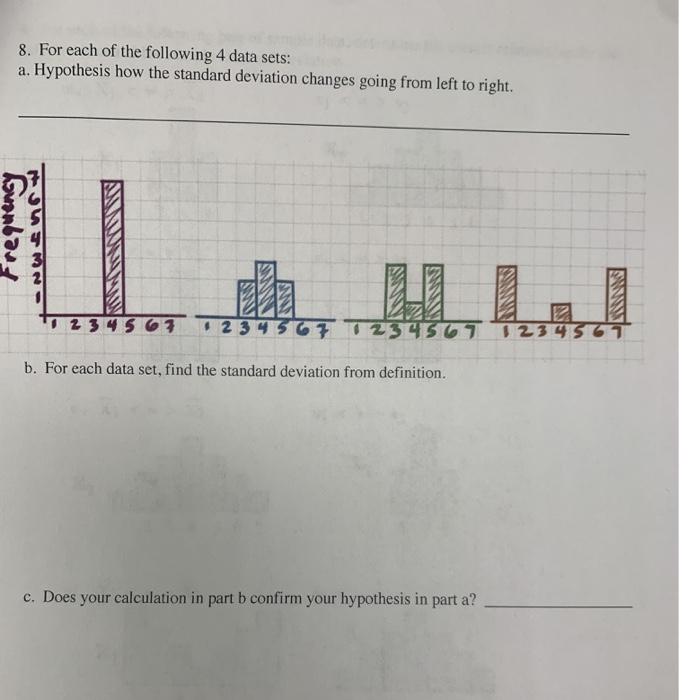 Solved 8. For each of the following 4 data sets: a. | Chegg.com