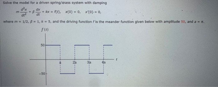 Solved m Solve the model for a driven spring/mass system | Chegg.com
