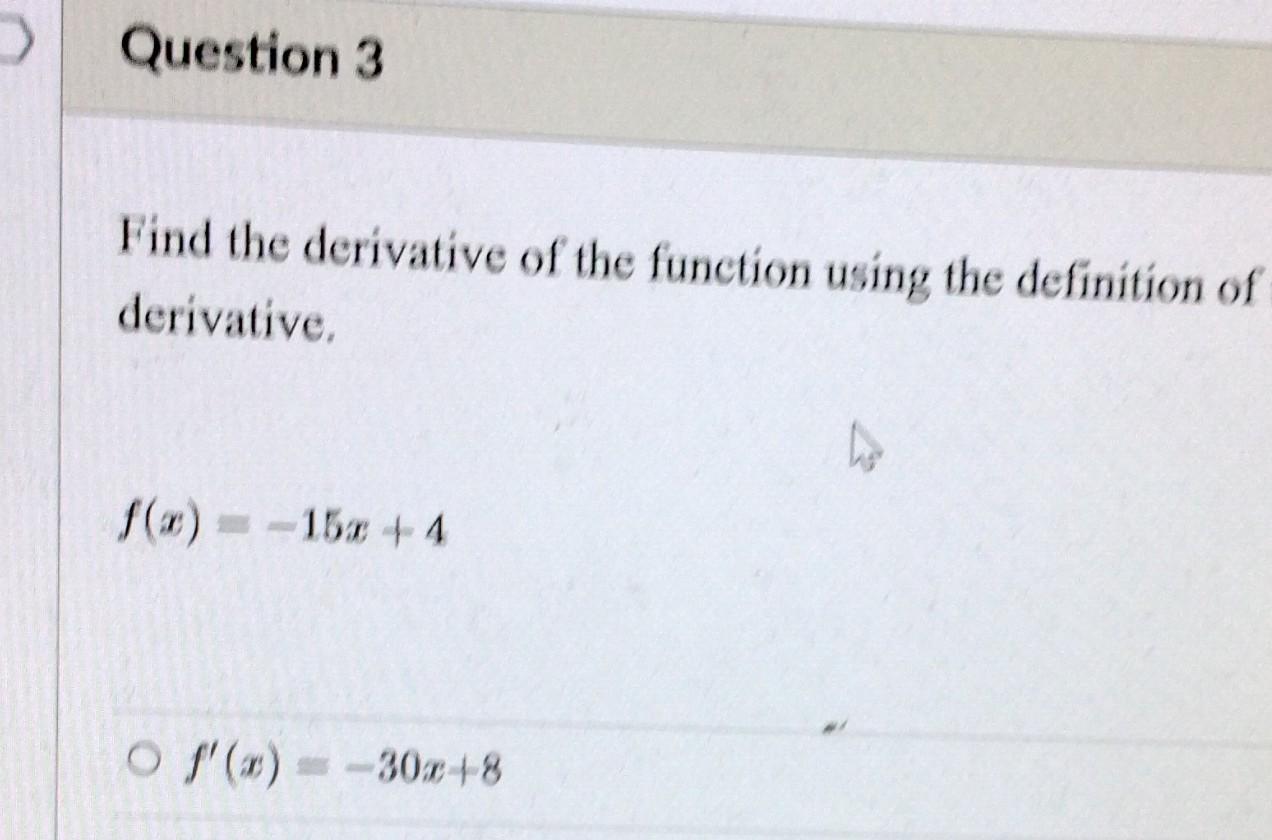 Solved Find the derivative of the function using the | Chegg.com