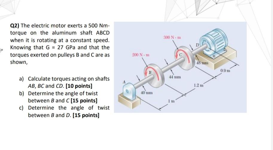 Solved 300 N. Q2) The Electric Motor Exerts A 500 Nm Torque 
