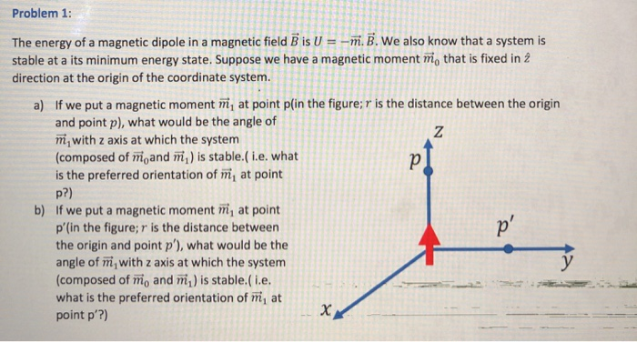 Solved Problem 1: a The energy of a magnetic dipole in a | Chegg.com