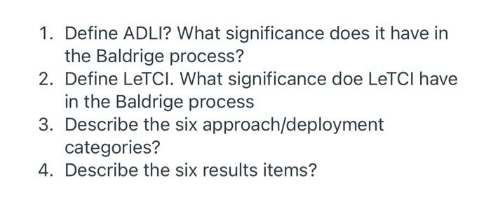 Solved 1. Define ADLI? What significance does it have in the | Chegg.com