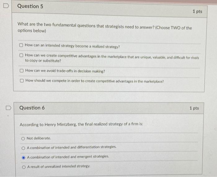 Solved Question 5 1 pts What are the two fundamental | Chegg.com
