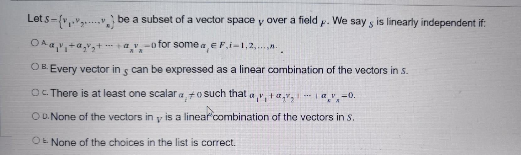 Solved Question 31 Let B= B={vr....) And S={u..., N] Be Two | Chegg.com