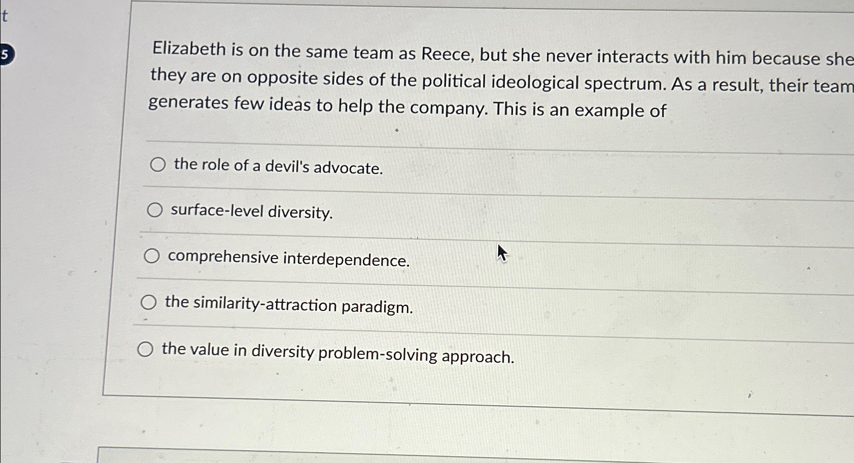 the value in diversity problem solving approach suggests that multiple choice question