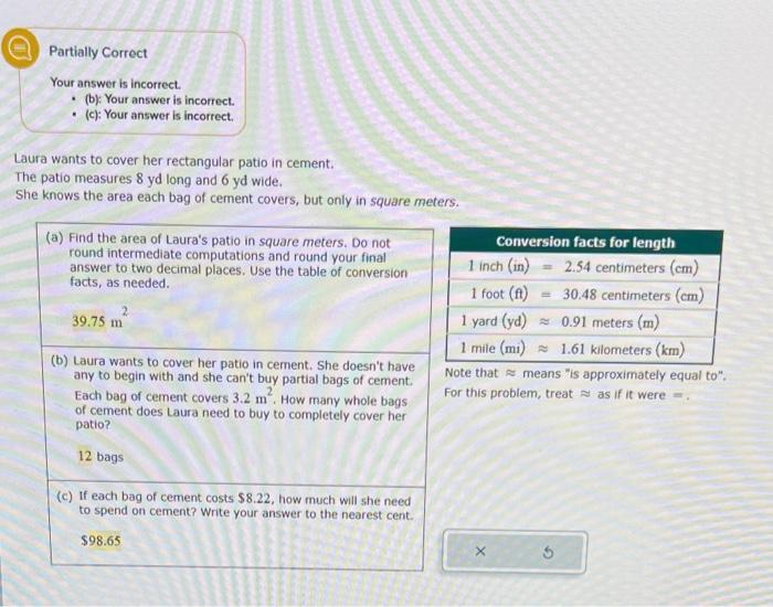 Solved Partially Correct Your answer is incorrect. - (b) | Chegg.com