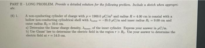 Solved PART II-LONG PROBLEM. Provide A Detailed Solution For | Chegg.com