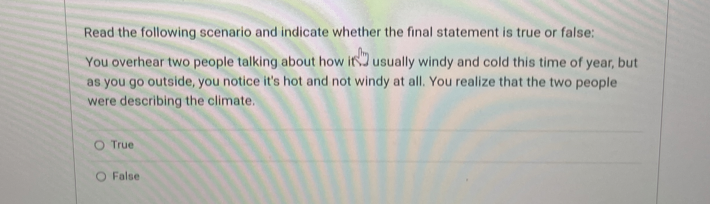 Solved Read the following scenario and indicate whether the | Chegg.com