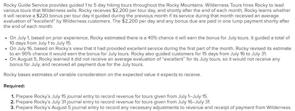 Solved Rocky Guide Service provides guided 1 ﻿to 5 ﻿day | Chegg.com