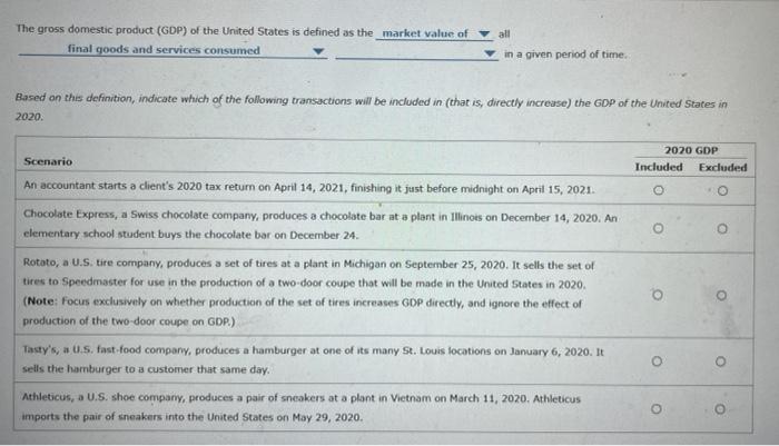 Solved The gross domestic product (GDP) of the United States | Chegg.com