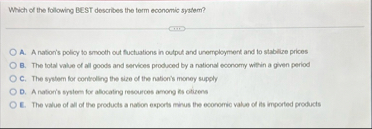 Solved Which of the following BEST describes the term | Chegg.com