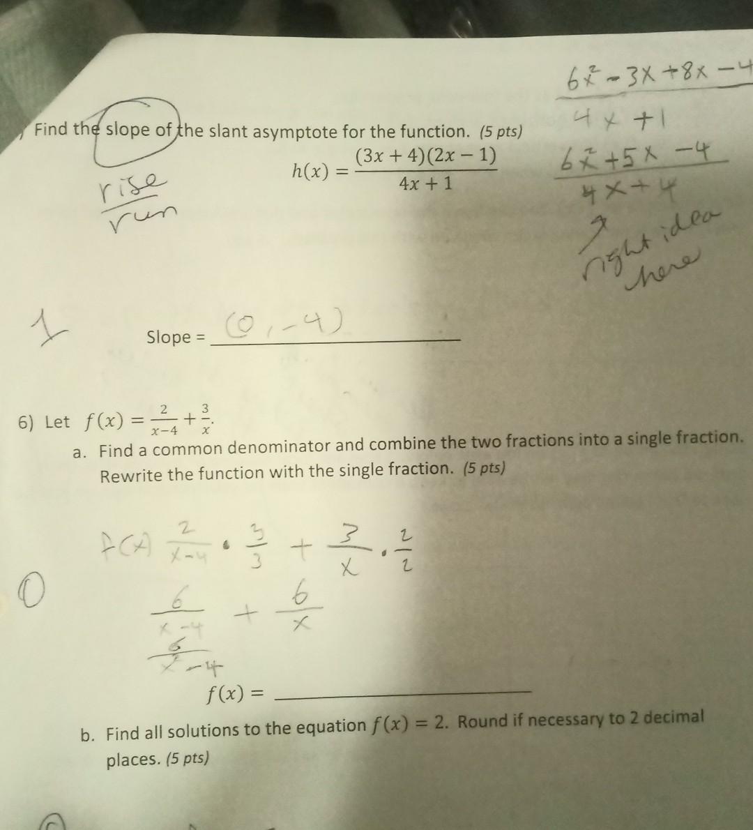 Solved Find the slope of the slant asymptote for the | Chegg.com