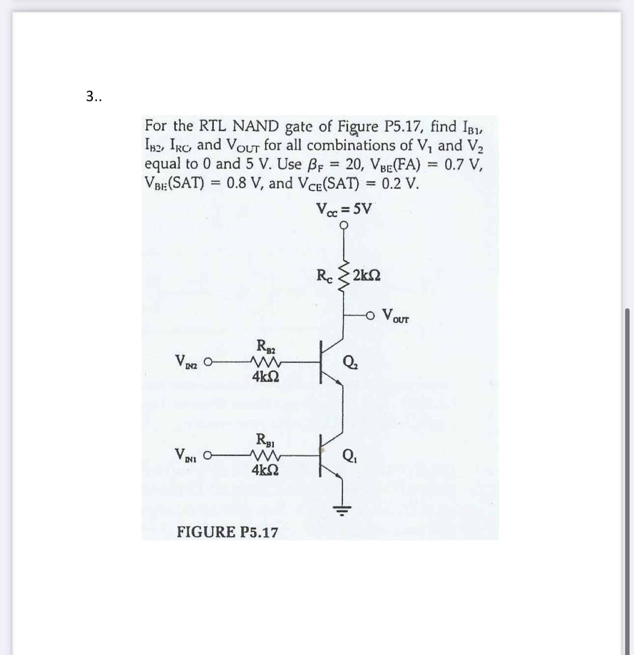 3..For the RTL NAND gate of Figure P5.17, ﻿find | Chegg.com